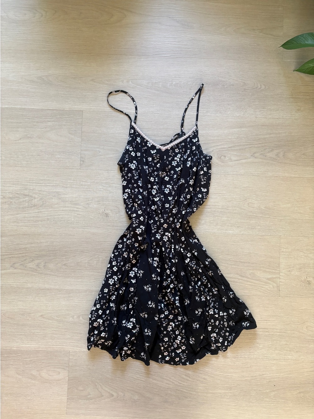Women’s Maurices Black Floral Spaghetti-Strap Mini Dress